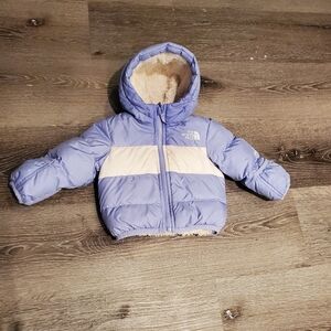 The North Face Kids Puffer Jacket - Light Blue and Cream